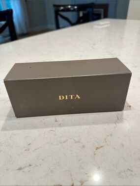 DITA Taupe/Brown Sunglass Case with Gold Logo